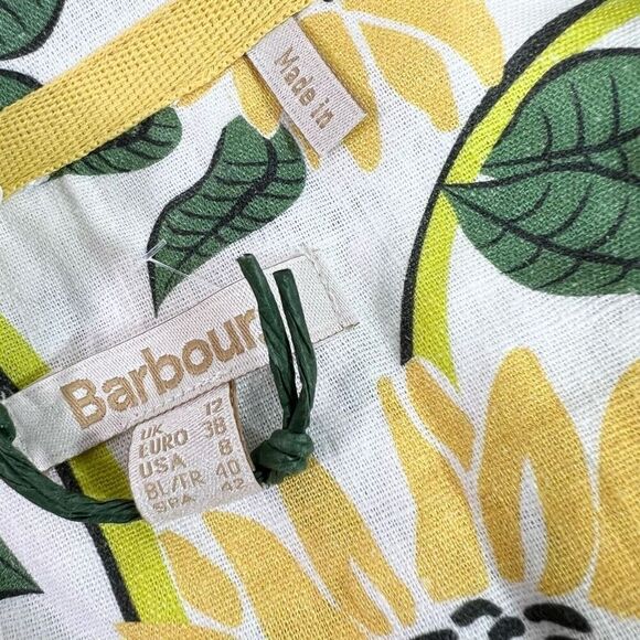Barbour Top Womens 8 Yellow Floral Linen Blend Bloomfield Shirt NWT Button Down - Picture 3 of 10